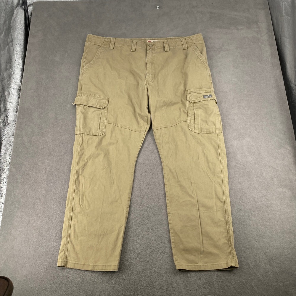 Wrangler Mens Relaxed Fit Cargo Pants Khaki Tan 44x30 70ABWEW Stretch Workwear